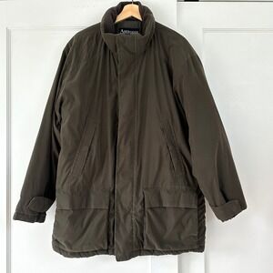 Vintage Aberdeen Collection Men's Olive Green Quilted‎ Lined Parka Jacket L